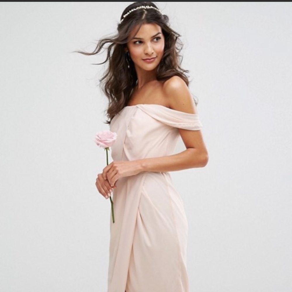 New with tags! Blush off the shoulder midi dress